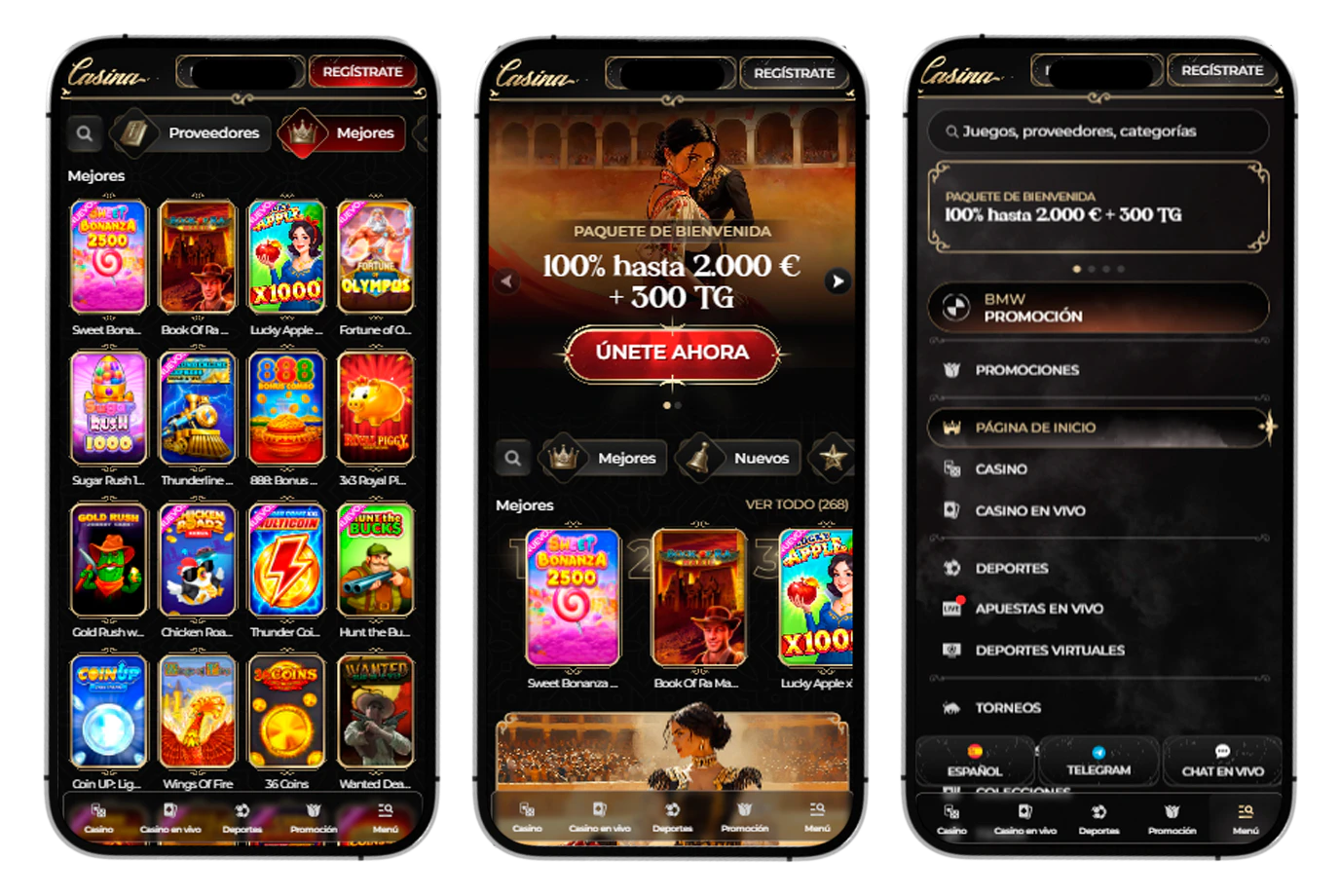 Plataforma de Casina Casino adaptada para móviles y tablets